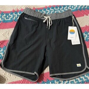 Vuori Banks Shorts Mens Small Black Gray Athletic Drawstring Unlined 7” NWT